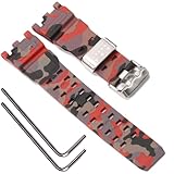 Resin Watch Strap Compatible with Casio G-shock GWG-2000 Mudmaster Men's Waterproof Replacement Bracelet Watchband (Camo Red)