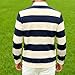 Mens Striped Polo Shirt Long Sleeve Rugby Tshirt Fashion Fall Spring Color Block Pullover Top Collared Preppy Shirt Navy