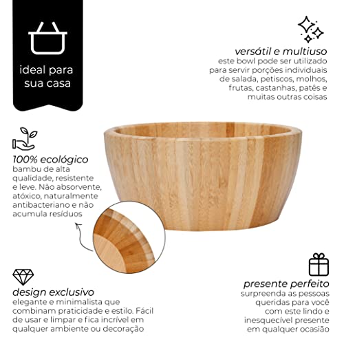 Mimo Style Bowl Ecokitchen, Feito Inteiramente de Bambu, 100% ecológico. Resistente e Durável. Perfe