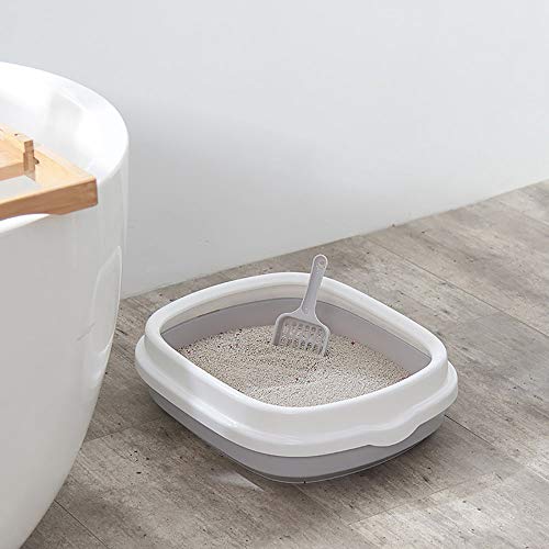 Caixa de vaso sanitário semi-incluída para gatos, à prova de ampulheta, caixa de areia destacável e