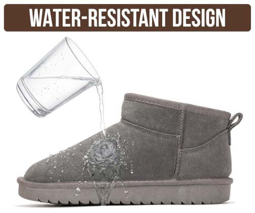 Image of 100% Genuine Leather Womens Boots Fur-Lined Booties Ankle Boots for Women
