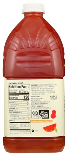 Image of 365 by Whole Foods Market, Organic 100% Juice Flavored Juice Blend from Concentrate, Cranberry Mango, 64 Fl Oz