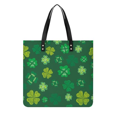 Sac à bandoulière trèfle vert grand tote bag en toile pour femme de voyage