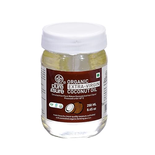 Image of Pure & Sure Cold Pressed Extra Virgin Coconut Oil 250 ml | Natural, Organic & Pure Nariyal Tel | Used for Cooking, Skin, Hair, Baby massage| Nutrient Rich & Chemical Free