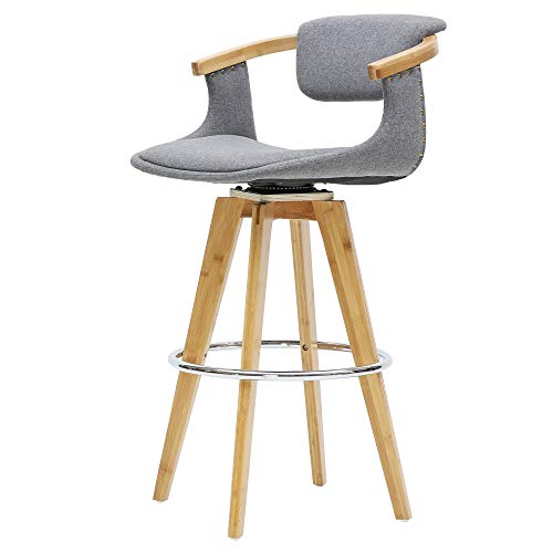 New Pacific Direct Darwin Fabric Bamboo Counter Bar & Counter Stools, Stokes Linen