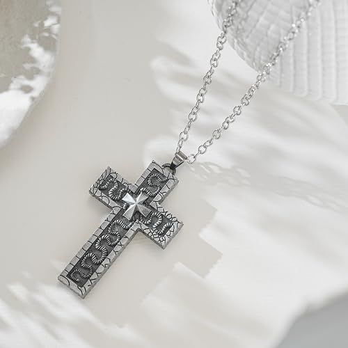 3D Printed Cross Necklace with Dark Box Ten Character Pendant, Cross Pendant Necklace,Vintage Handmade Men's and Women's Pendant Jewellery, Fashion Unisex Gift Ideasn4