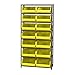 Quantum Storage Systems QSBU-250YL Giant Open Hopper Steel Shelving System, 12" D x 36" W x 75" H, with 8 Shelves and 14 QUS250 Bins, Yellow