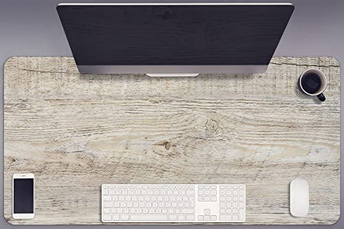 Sous-main bureau gaming Decormat 90x45cm vinyle vieux bois grand tapis de protection