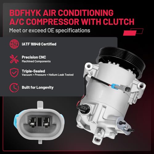 Image of BDFHYK 68565 AC Compressor with Clutch Compatible with Buick LaCrosse 2010 2.4L L4, Regal 2011-2012 2.0L 2.4L L4, Replaces 13232305, 67565, 19352548
