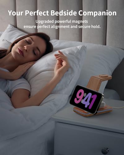 Image of JoyGeek 3 in 1 Charging Station for Apple Devices, Wireless Charger Stand for iPhone 17 /16 /15 /14 /13 /12 /11 /SE /X Pro Max Plus - Apple Watch 11 /10 /9 /Ultra 2 /8 /SE /7 /6 /5 - AirPods Pro 2 /3 /2