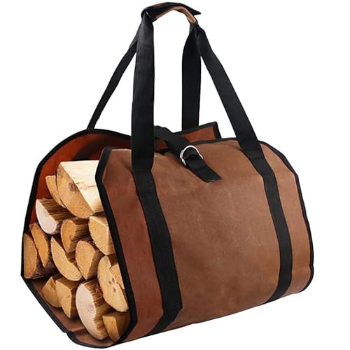 Tela Borsa per Tronchi Camino, Borsa di Stoccaggio in Legno Tote Grande Capacità Log Holders Porta Legna per Esterni con Maniglie Robusto Borsa da Trasporto in Legno Grande Capacità(98x49CM)