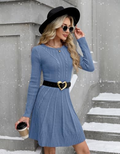 Maisolly Sweater Dress Pullover Tunic Long Sleeve Flare Dress4