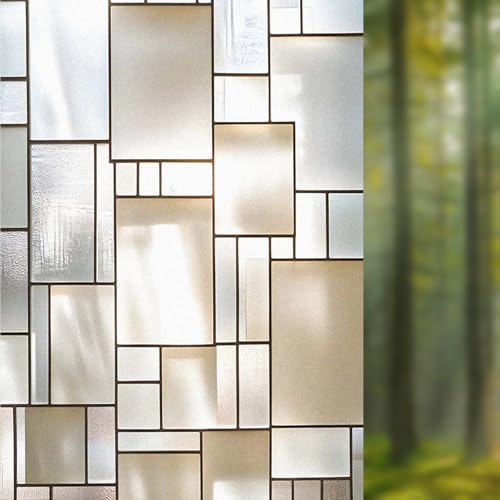 Image of Nuxovilar Gothic White Glass Lattice Pattern Window Film 17.5x39.3 in PVC | Gothic White, Lattice Cling geometric glass sticker, privacy wrap for bathroom office bedroom (White Lattice)