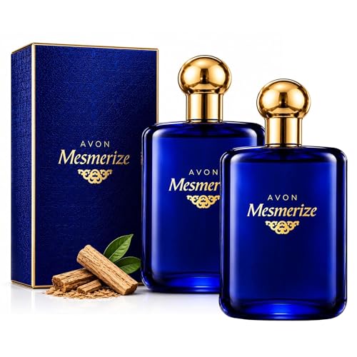 AVON Mesmerize Cologne Spray Long-Lasting Cologne for Men with Sandalwood & Warm Amber Classic Signature Mens Cologne Perfume for Men Everyday Wear & Gifting 3.4 fl oz Travel Size - Pack of 2