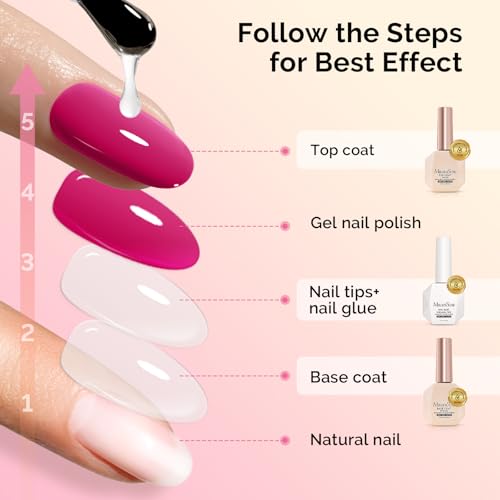Image of MelodySusie Hema Free Top Coat Base Coat Nail Glue Set Long Lasting Shine Finish Soak Off UV LED Nail Lamp Nail Art Design Manicure Kit Perfect Gifts for Women Girls 3 Pcs 15ml Clear