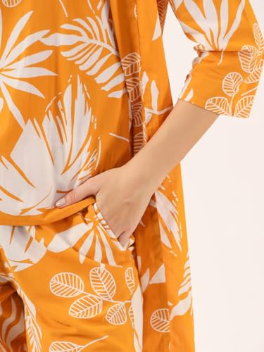 Image of Women's Printed Nightsuit Pajama with Top with Long Gown Lightweight Soft & Comfy Sleepwear for Girls & Women
