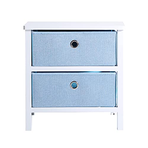 Lastdeco Sire Comodino, MDF e Lino, Blu, Mesita de Noche