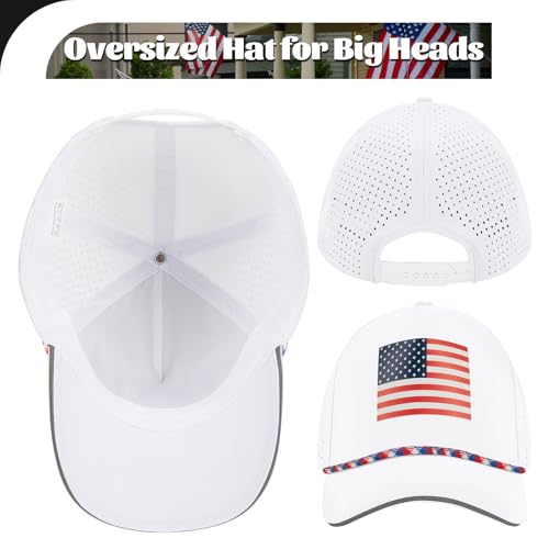 Image of Oversize XL XXL XXXL American Flag Trucker Hat, 250th Anniversary Snapback Hats, Large USA Baseball Cap for Men Big Heads