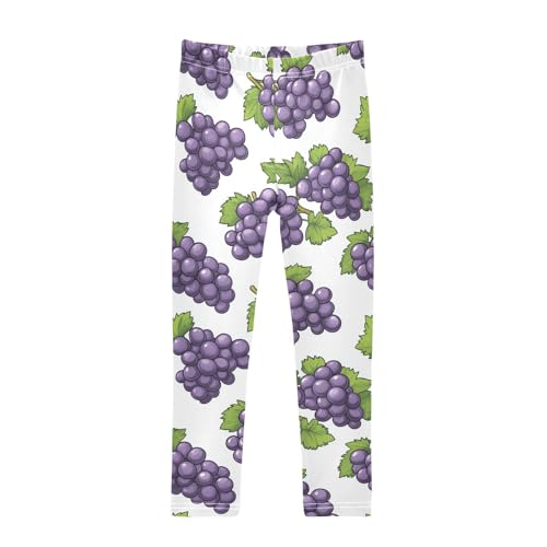 Purple Grapes Girls' Leggings Toddler Doodles Green Leave Kids Yoga Pants Dance Active Tights 4T