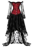Red Corsets for Women's Black Dress Princess Renaissance Corset Overbust Top Bustier Red Black Suits Medium