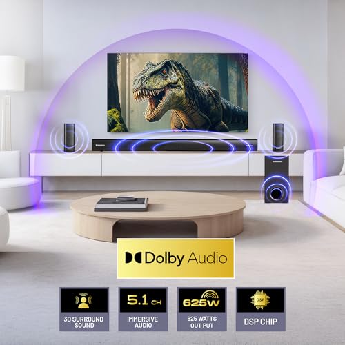 Image of CrossBeats Blaze B1100 5.1 Dolby Home Theater Speaker 625W for TV [2026 Launch] Subwoofer Satellite Speakers, Soundbar for Smart TV |Bluetooth Sound bar Music System Home Theatre (Black)
