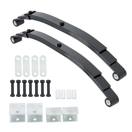 Thomletha 4000lbs Single Trailer Axle Suspension Kit - 3 Leaves 2000lbs Trailer Double Eye Spring Hangers Kit Shackle Straps Kit