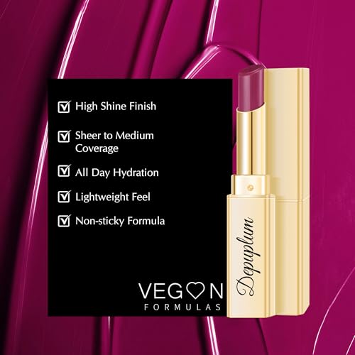 Image of Depuplum Purple Lipstick for Women Moisture Lip Gloss Tinted Lip Balm | Sheer Nourishing Hydrating Glossy Creamy Lipstick Glow Reviver Lip Stick for Dry Lips,DM92 Purplish Red
