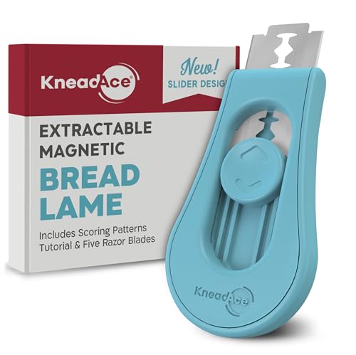 KneadAce Upgraded Extractable & Magnetic Bread Lame Dough Scoring Tool - Professional Sourdough scoring tool for Sourdough Bread baking & Bread Making Tools - Scoring Patterns booklet & 5 Razor Blades