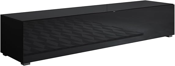 MB Muebles Bonitos, Luke H2 TV Cabinet with Legs 2 cm for Living Room, Modular Design with Hinged Door, Gloss Melamine, Black, 160 x 32 x 40 cm