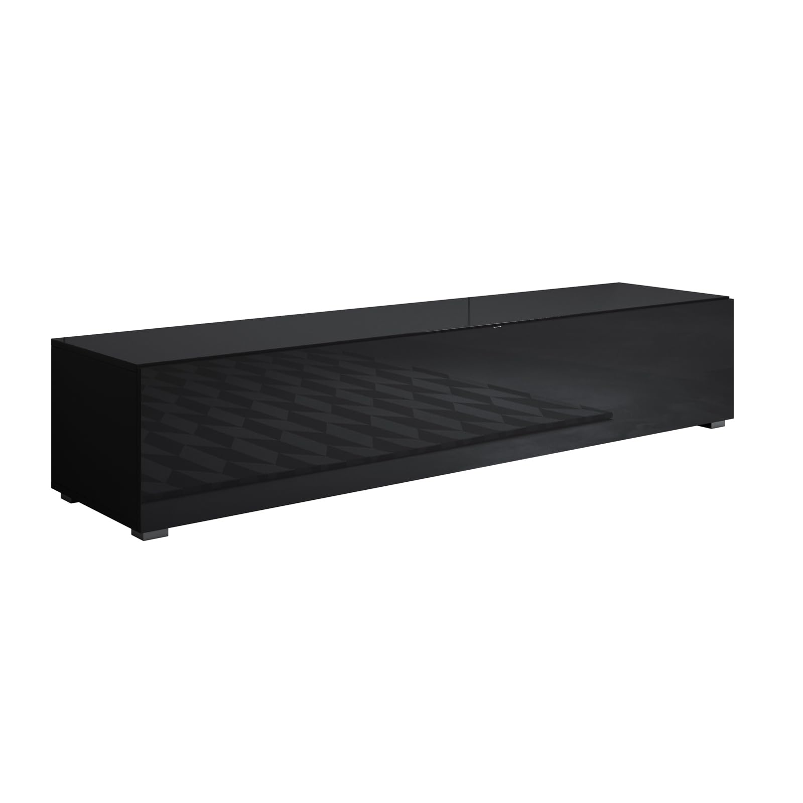 MB Muebles Bonitos, Mobile TV con Piedini 2cm Luke H2, Melamina, Finitura Lucida, Nero, 160x32x40cm