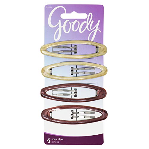 Goody Kids Epoxy Contour Snap Clips - 4 Count, Assorted Colors - Just Snap Into Place - Suitable For All Hair Types - Pain-Free Hair Accessories For Women And Girls - All Day Comfort #TOP4