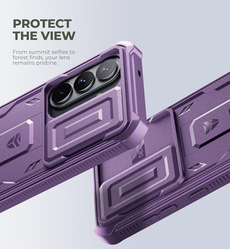 Image of Dexnor for Samsung Galaxy S26 Case with Upgraded Slide Camera Cover & 2 Front Frames & Built-in Screen Protector & Kickstand, Heavy-Duty Rugged Case Full-Body Protective Cover(2026),Phantom Purple