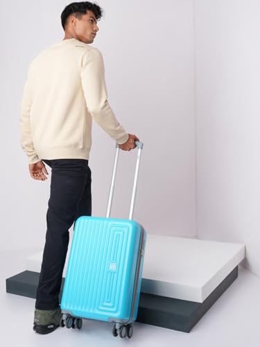 Image of Wiki Ripple Hard Shell Cabin Trolley Bag 55 cm by Wildcraft | Polycarbonate Carry-On Luggage with 8 Spinner Wheels, Combination Lock, Lightweight & Water Resistant Travel Suitcase |Teal