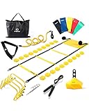FitBeast Agility Ladder Agility Training Equipment | Includes Agility Ladder, 20 Cones, Resistance Rope, 4 Adjustable Hurdles, 5 Resistance Bands & Jump Rope, Agility Ladder Speed Training Equipment