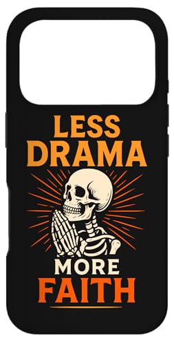 Less Drama More Faith �_�[�N �N���X�`���� �S�V�b�N �X�P���g�� �F�� �X�}�z�P�[�X iPhone 17 Pro �p