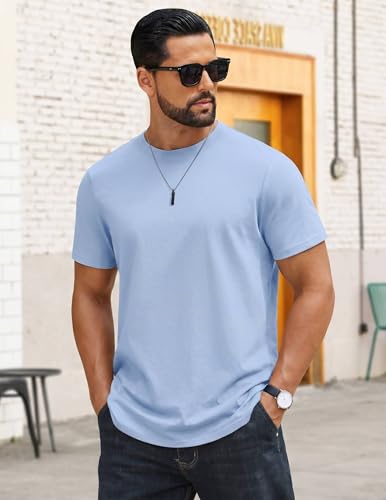 Image of COOFANDY Mens T-Shirts 100% Cotton Crewneck Short Sleeve Tees Casual Plain Shirts