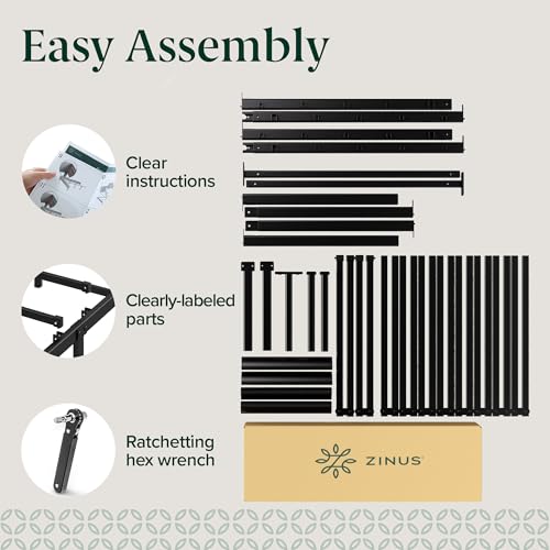 Image of Zinus Van 41 cm Metal Platform Bed Frame | Steel Slat Support | For Adults, Kids, Teenagers | Easy Assembly | Under Bed Storage | Single | Black