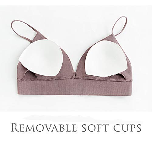 Inibud Bralette For Women Triangle Cups Removable Padded Wire Free Pull On Closure (As1, Alpha, S, Regular, Regular, 3 Pack Black&Brown Sugar& Wheat) #TOP5