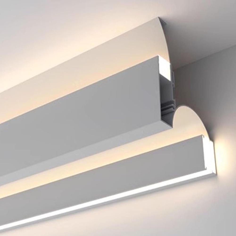 Crown Moulding LED Channel Aluminum Profile, Indirect Lighting Molding Diffuser for Ceiling Floor Wall, Cornice Coving Decor(White light,1.2m/3.9 ft)