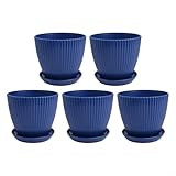 Photo Gallery floweringbeter 5 vasi da fiori in plastica da 15,2 cm, per interni ed esterni, giardino, ufficio, scrivania, vasi colorati con pallet/vassoi, design minimalista (blu) Photo Gallery floweringbeter 5 vasi da fiori in plastica da 15,2 cm, per interni ed esterni, giardino, ufficio, scrivania, vasi colorati con pallet/vassoi, design minimalista (blu)