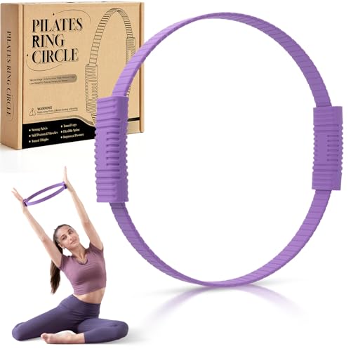 Image of Krightlink Pilates Ring Circle, 14 inch Magic Circle Pilates Rings for Focusing on Toning Inner Thighs, Arms, and Core, Fitness Exercise Ring Workout Ring for Yoga and Pilates (Purple)
