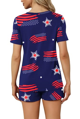 Image of RUBZOOF Women's Short Sleeve Pajama Sets with Pockets Casual V Neck 2 Piece Lounge Sets S-3XL