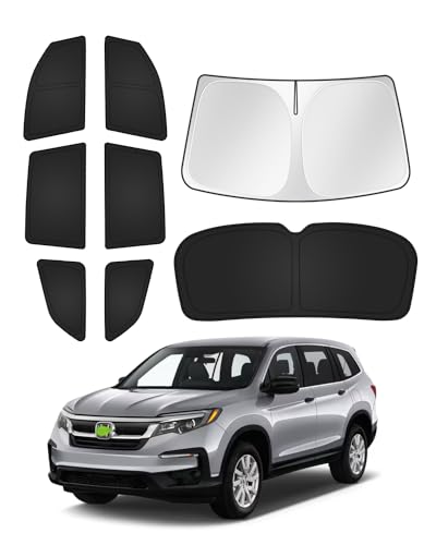 Image of Canvcle Sunshades for Honda Pilot 2016-2022 Accessories Windshield Sun Shade Side Rear Window Shade Cover Sun Visor Shield Privacy Protection Keep Vehicle Cool Black 8PCS