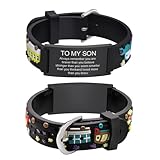 MEALGUET to My Son Bracelet Gift from Mom : Cute Always Remember You are Braver Inspirational Quote Silicone Cartoon Wristband Bracelet for Little Boys, for Kids,Stocking Stuffer,Black