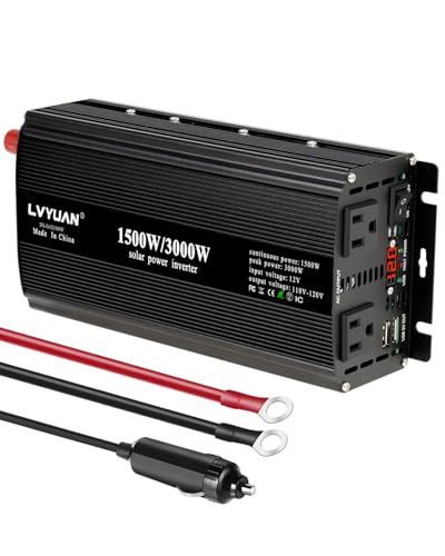 LVYUAN 1500W Inverter Car Power Inverter 12V to 110V for Vehicles with LED Display, US Outlets, USB...
