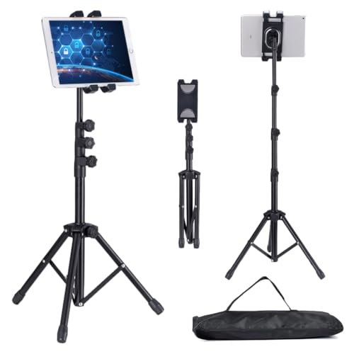 Tablet and Phone Tripod Stand, Adjustable Height, Foldable 360 De...