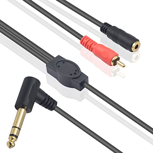 Duttek 90 Degree 6.35mm 1/4" to RCA Male and 3.5mm 1/8" Female Stereo Audio Cable,6.35mm to 3.5mm Audio Jack,RCA to 6.35mm Audio Cable Extension Cord for Headphones MP3 Players - Image 2