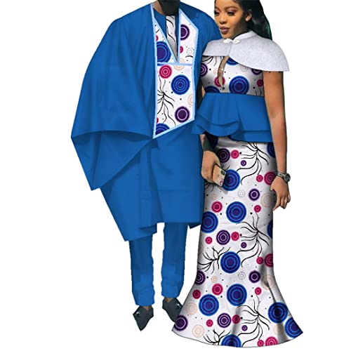 Vestidos largos de patchwork de impresión africana para mujeres hombres pantalones de bata africanos amantes pareja ropa 24fs1421 4XL