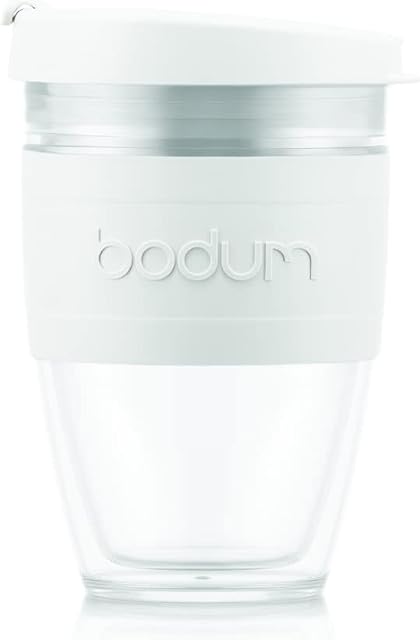BODUM JOYCUP 11889-913S Double-Walled Travel Mug with Screw Lid 0.25 L Plastic, White