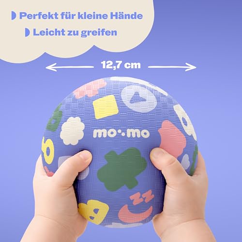 mo:mo Kinderball Klein 12,7 cm - Blau - Spielball Kinder & Gummiball Kleinkind ab 1 Jahr - Weicher Fußball & Softball für Indoor & Outdoor